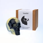 savon-artisanal-naturel-cosmetique-saponification-crane-skull-tete-mort-vanite-karite-coco-charbon-huiles-essentielles-eucalyptus-spiruline-amande-douce-blanc-noir